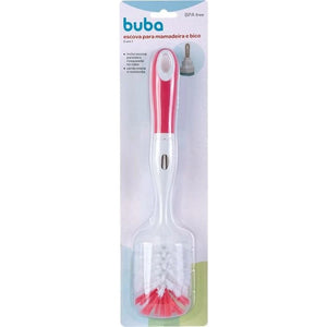 Escova de Mamadeira com Escovinha para Bicos - Buba - Rosa
