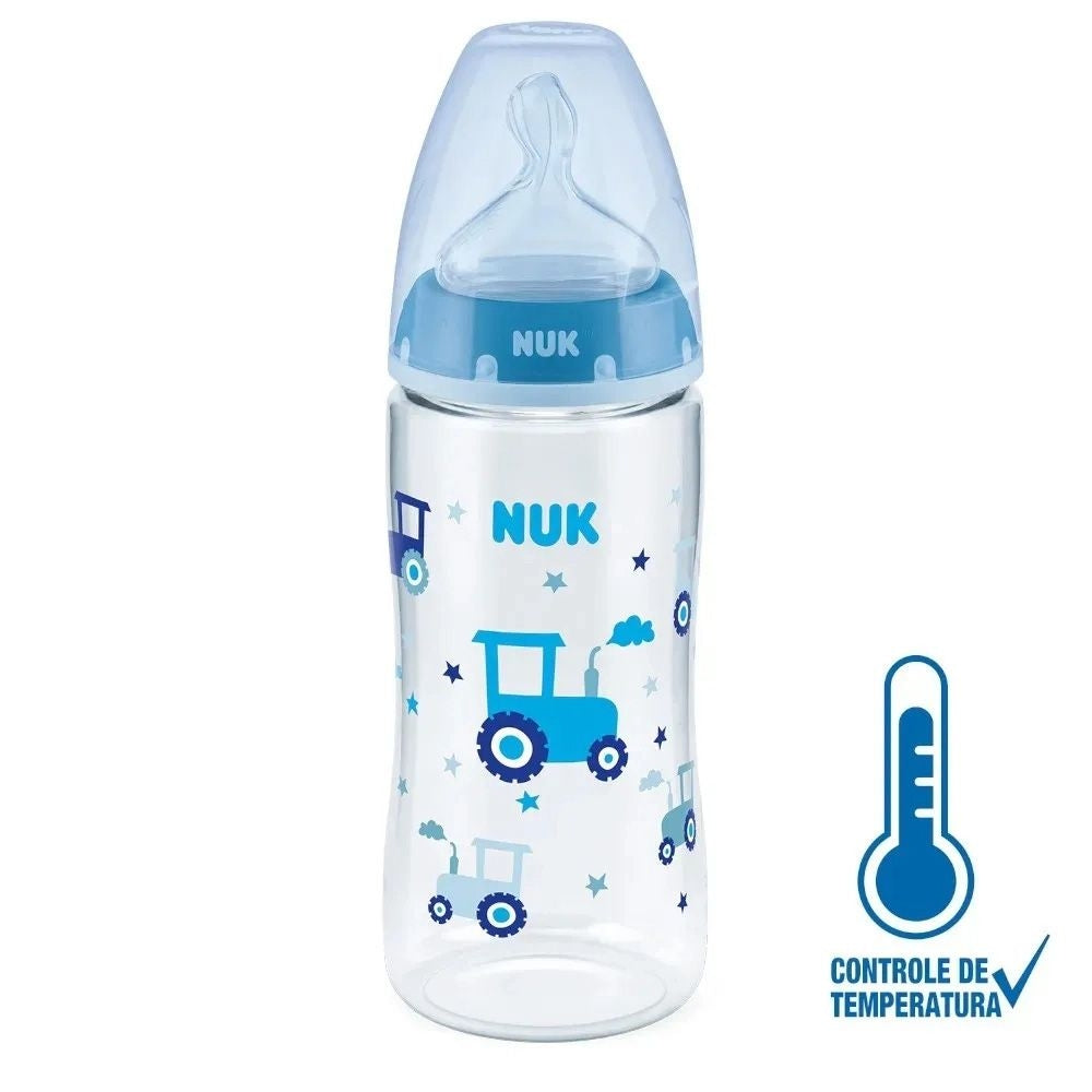 Mamadeira com Controle de Temperatura - 300ml - First Choice - Nuk - Azul - (6M+)