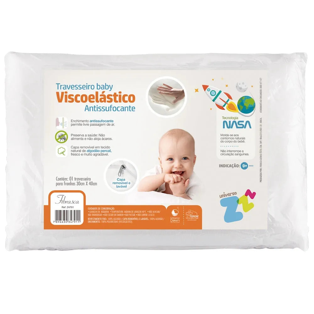 Travesseiro Baby Viscoelástico - Fibrasca - Antissufocante - (6M+)